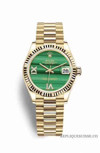 Copie Montre Rolex Datejust 31 or jaune 18 ct 278278 Malachite diamants ensemble Cadran m278278-0004