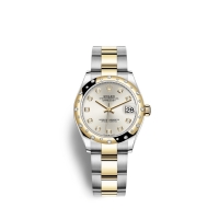 Rolex Datejust 31 Oystersteel or jaune 18 ct M278343RBR-0019 Argent serti de diamants Cadran