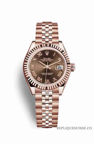 Copie Montre Rolex Datejust 28 18 carats Everose or 279175 Cadran chocolat m279175-0015