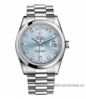 Rolex Day Date Platinum Glacier Bleu cadran 118206 GLADP