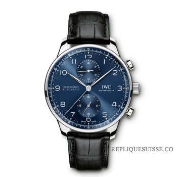 Copie Montre IWC Portugieser Automatique Chronographe Bleu Cadran Hommes IW371491