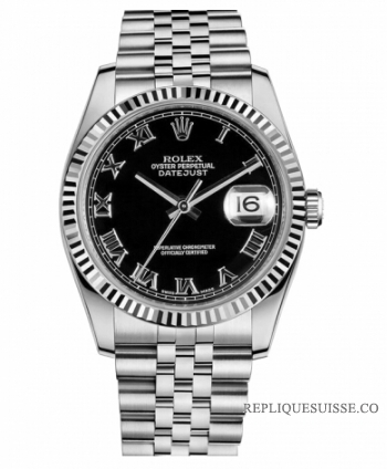 Réplique Rolex Datejust 36mm acier cadran noir Jubile Bracelet 116234 BKRJ