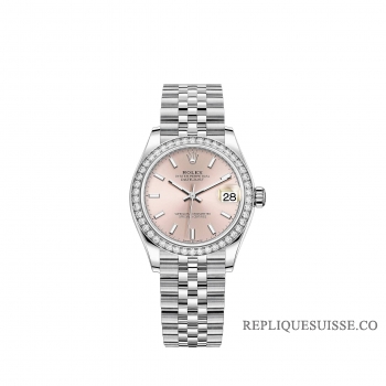 Rolex Datejust 31 Rolesor blanc cadran rose bracelet Jubilee