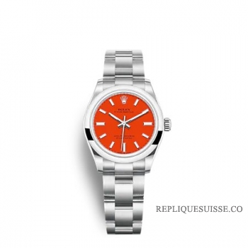 Rolex Oyster Perpetual 31 cadran rouge corail