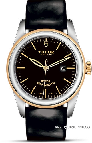 Tudor Glamour Date 31 Acier inoxydable / Or jaune / Noir / Bracelet m53003-0011