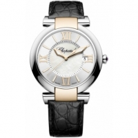 Chopard Imperiale argent Dial acier and Or rose Case Cuir montres pour dames 388531-6001