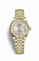 Copie Montre Rolex Datejust 28 Or jaune 18 ct Argent Cadran m279178-0021