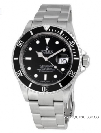 Réplique Rolex Submariner Black Cadran Cadran Oyster Bracelet en acier inoxydable 16610-BKSO