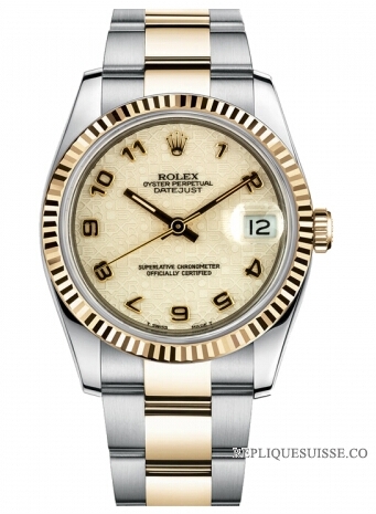 Réplique Rolex Datejust 36mm acier et or Ivory Jubilee Dial 116233 IJAO