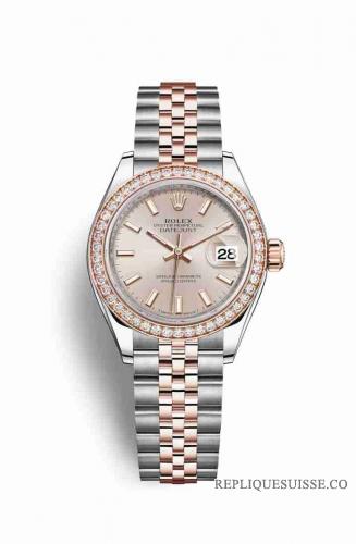 Copie Montre Rolex Datejust 28 Everose Roles ou Oystersteel 18 ct Everose or RBR cadran Sundust m279381rbr-0001