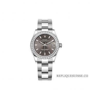 Rolex Datejust 31 Rolesor blanc cadran gris fonce bracelet Oyster