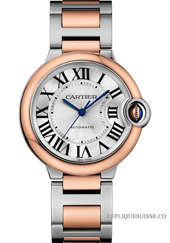 Cartier Ballon Bleu Acier et Or Rose 36mm Dames W2BB0003 Montres Copie