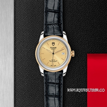 Tudor Glamour Date 36 Acier inoxydable / Or jaune / Champagne / Bracelet m55003-0044