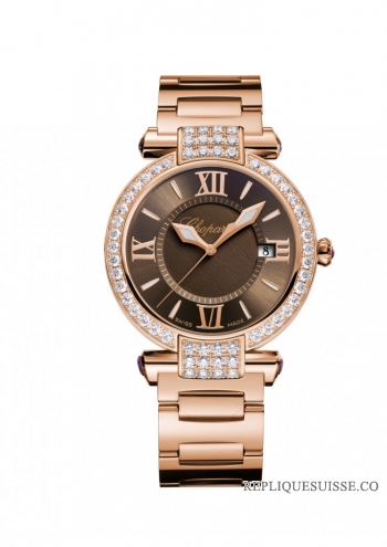 Chopard Imperiale marron Dial Or rose montres pour dames 384221-5012