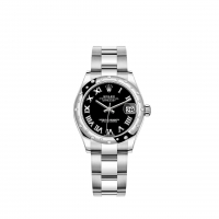 Rolex Datejust 31 Rolesor blanc cadran noir bracelet Oyster