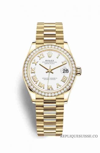 Copie Montre Rolex Datejust 31 Or jaune 18 carats 278288RBR Cadran Blanc m278288rbr-0009