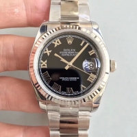 Réplique Rolex Datejust 36mm acier cadran noir bracelet Oyster 116234 BKRO