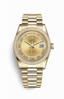 Copie Montre Rolex Day-Date 36 Or jaune 18 ct 118348 Diamant champagne serti de diamants Cadran m118348-0071