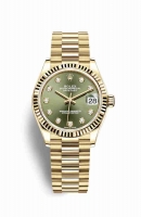 Copie Montre Rolex Datejust 31 or jaune 18 ct 278278 Vert olive ensemble diamants Cadran m278278-0011