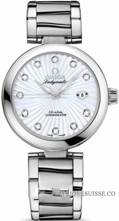 Omega De Ville Ladymatic Dames Blanc MOP Diamant 425.30.34.20.55 Montre Réplique