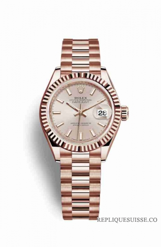 Copie Montre Rolex Datejust 28 18 carats Everose or 279175 Cadran Sundust m279175-0001