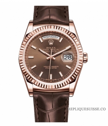 Rolex Day Date Rose Or Brown cadran 118135 CHL