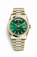 Copie Montre Rolex Day-Date 36 Or jaune 18 ct 118208 Cadran vert m118208-0349