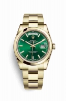 Copie Montre Rolex Day-Date 36 Or jaune 18 ct 118208 Cadran vert m118208-0341