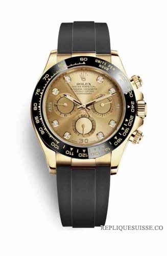 Copie Montre Rolex Cosmograph Daytona or jaune 18 ct 116518LN Champagne-couleur diamants ensemble Cadran m116518ln-0036