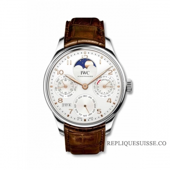 Copie Montre IWC Portugieser Calendrier Perpetuel Simple Lune Acier Inoxydable/Boutique Shanghai IW503307