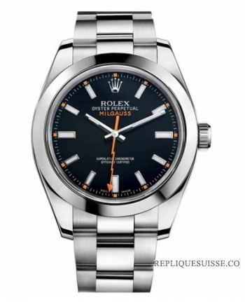 Réplique Rolex Milgauss Acier inoxydable Cadran Noir 116400 BKO