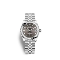Rolex Datejust 31 Rolesor blanc cadran gris fonce bracelet Jubilee