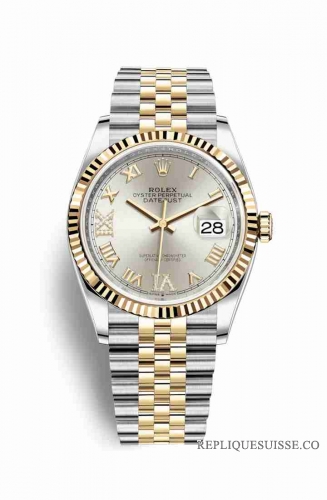 Copie Montre Rolex Datejust 36 Jaune Rolesor Oystersteel or jaune 18 ct 126233 Argent serti de diamants Cadran m126233-0031