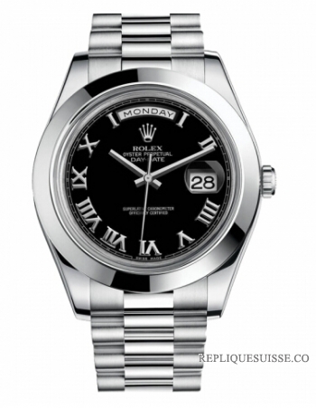 Réplique Rolex Day Date II President Platinum noir cadran 218206 BKRP Mon 218206 BKRP