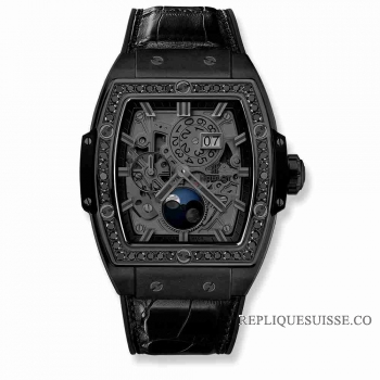 Copie Montre Hublot Esprit du Big Bang Moonphase All Black DIAMANTS 42mm 647.CI.1110.LR.1200