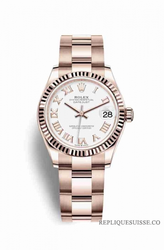 Copie Montre Rolex Datejust 31 18 ct Everose or 278275 cadran blanc m278275-0018