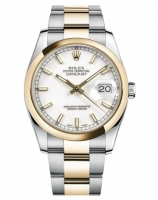 Réplique Rolex Datejust en acier et or 36mm en or jaune Cadran Blanc 116203 WSO