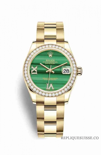 Copie Montre Rolex Datejust 31 or jaune 18 carats 278288RBR Malachite diamants ensemble Cadran m278288rbr-0003