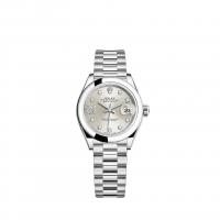 Rolex Lady-Datejust Platinum cadran argent serti de diamants bracelet President