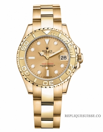 Rolex Yacht-Master Or jaune Champagne cadran Dames 169628 CH