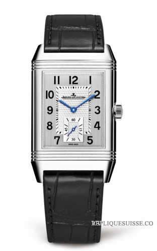 Copie Montre Jaeger-LeCoultre Reverso classique grand cadran argente main blesse hommes 3858520