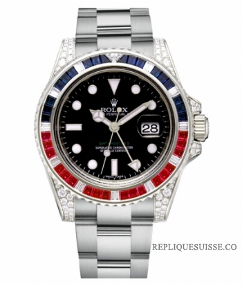 Réplique Rolex GMT Master II en or blanc cadran noir 116759 SARU