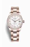 Copie Montre Rolex Datejust 31 18 carats Everose or 278285RBR cadran blanc m278285rbr-0007