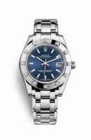 Copie Montre Rolex Pearlmaster 34 Or blanc 18 carats Cadran Bleu m81319-0029