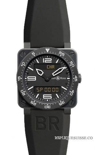 Bell & Ross BR 03 TYPE AVIATION CARBON Quartz 42mm des hommes Montre Réplique