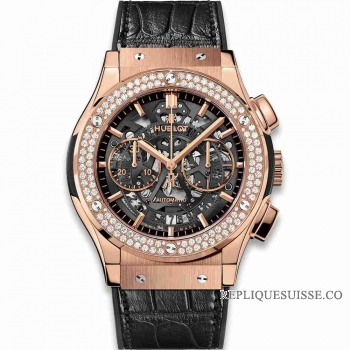 Copie Montre Hublot Classic Fusion Aerofusion King Gold Diamonds 45mm 525.OX.0180.LR.1104