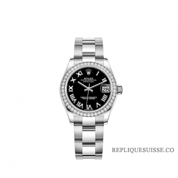 Copie de Rolex Datejust 31 cadran blanc Rolesor noir bracelet Oyster
