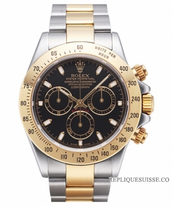 Réplique Rolex Daytona en acier et cadran or noir 116523 BKS