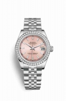 Copie Montre Rolex Datejust 31 Blanc Role ou Oystersteel Or blanc 18 carats 178384 Rose Cadran m178384-0032