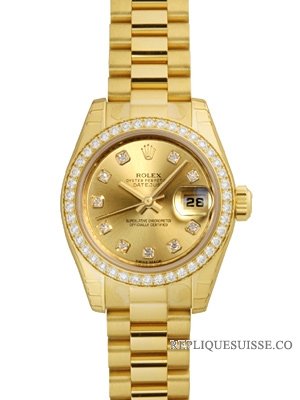 Rolex Datejust Lady Or 26mm 179138 (Or Dial, Diamant Markers Montre Réplique [20141223010]